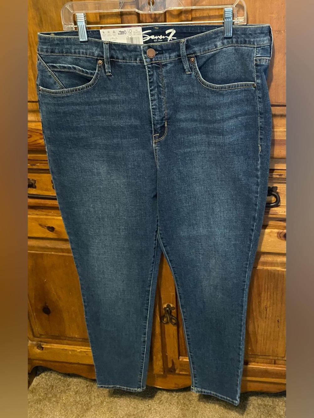 Seven7 Women's High-Rise Skinny Jeans Dark Wash Slimming Denim Size 16
